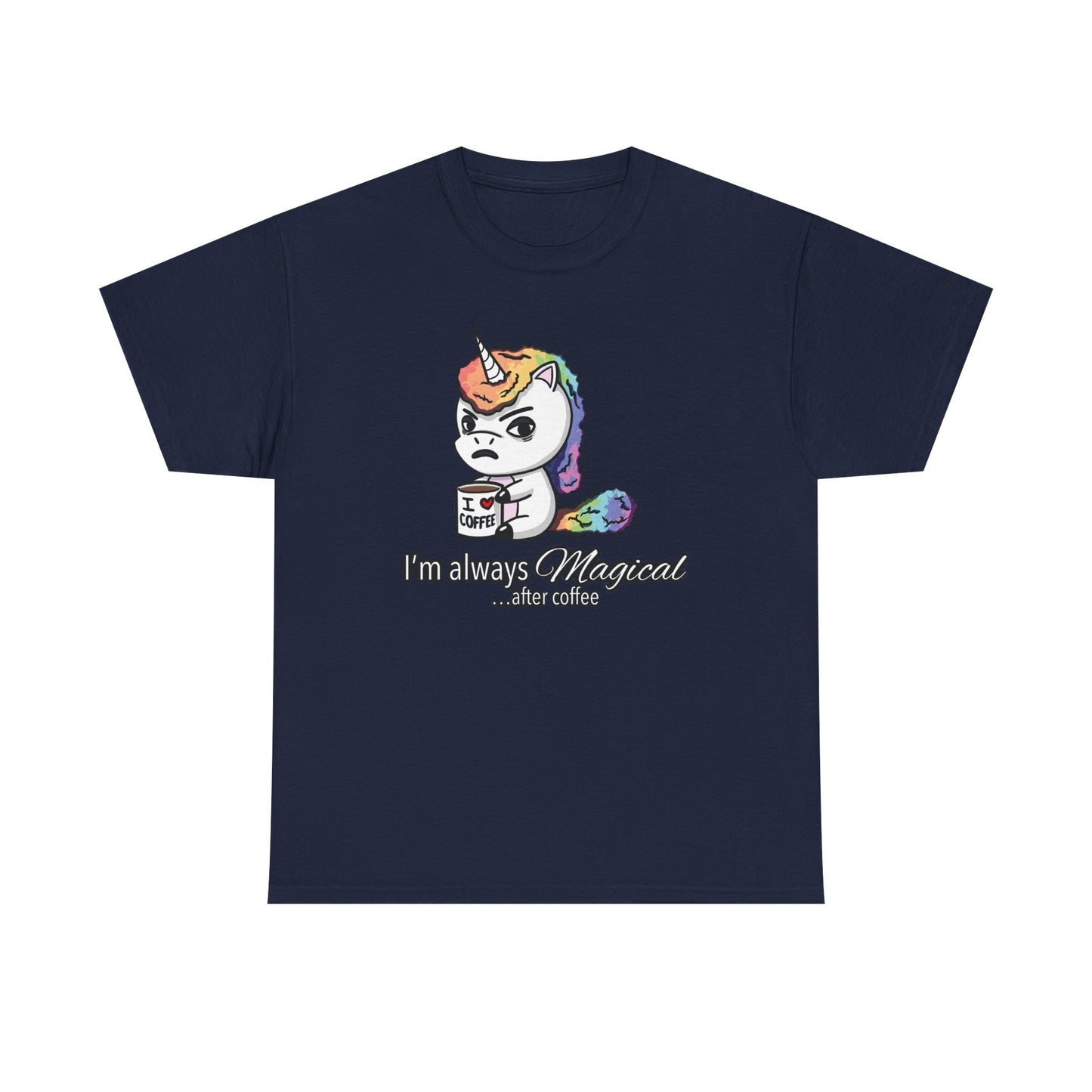 Magical Morning Bundle – Kitsune Shēdo Jumbo Fox Sticker & Grumpy Unicorn Coffee Tee (Medium)