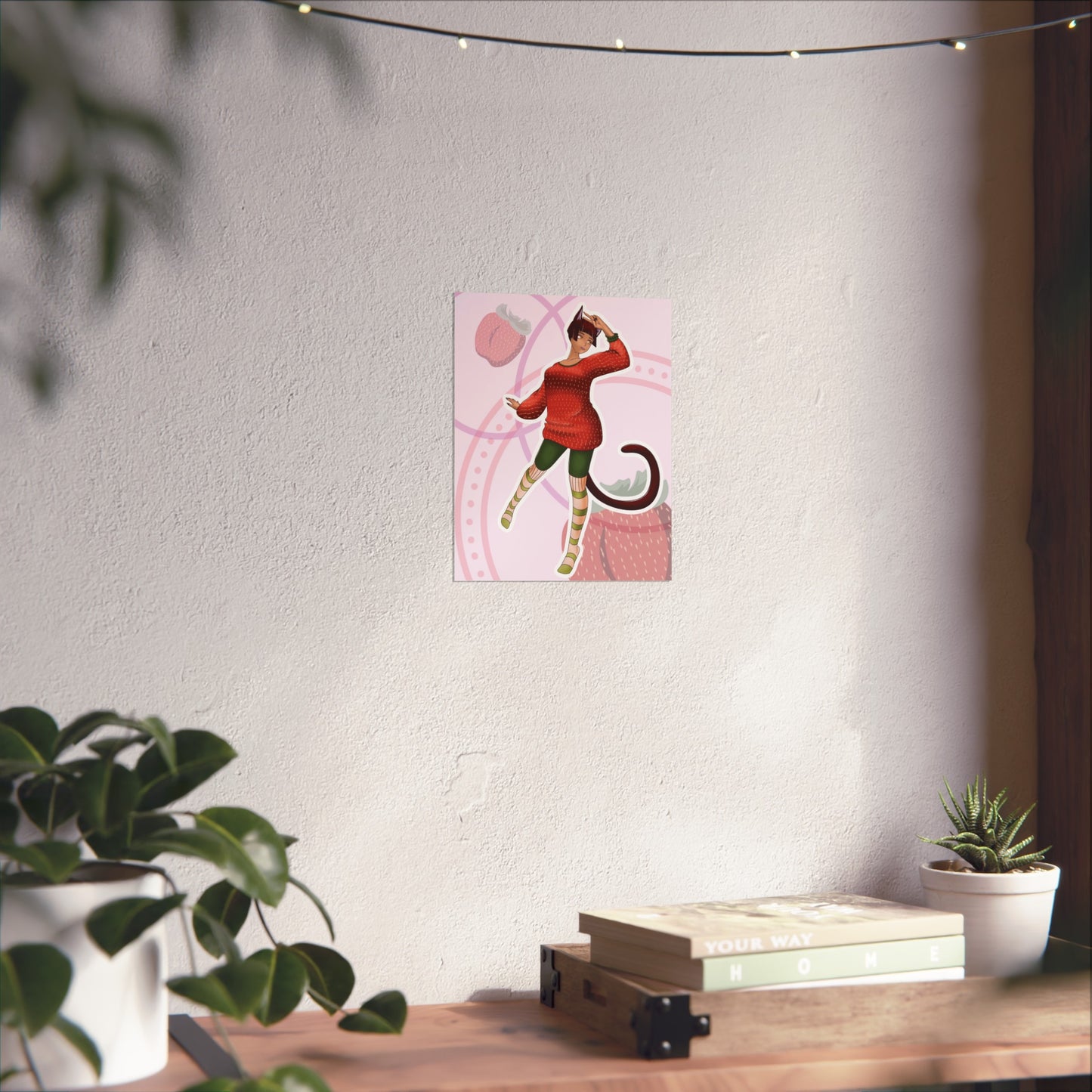 Poster - Strawberry Cat Person, Short Hair, Fruit Sweater, Cute Anime Girl