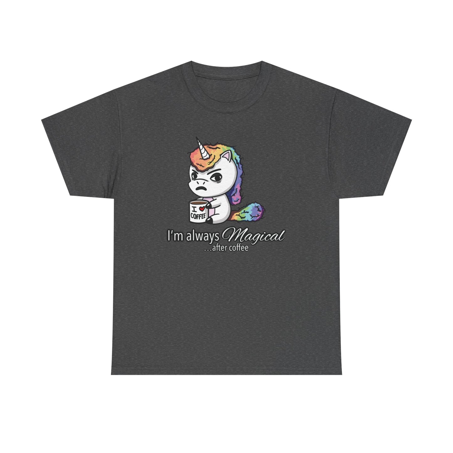 Magical Morning Bundle – Kitsune Shēdo Jumbo Fox Sticker & Grumpy Unicorn Coffee Tee (Medium)