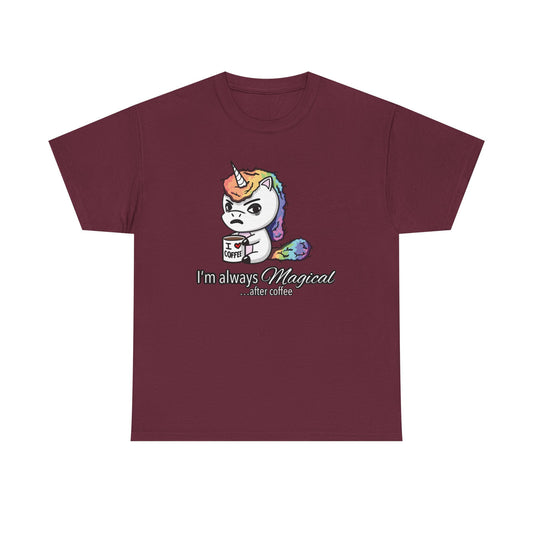 Magical Morning Bundle – Kitsune Shēdo Jumbo Fox Sticker & Grumpy Unicorn Coffee Tee (Medium)