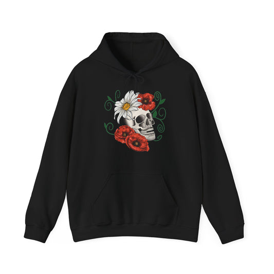 Charming Contrast Bundle – Kitsune Shēdo Fox Sticker (4x6") & Floral Gothic Hoodie (Large)